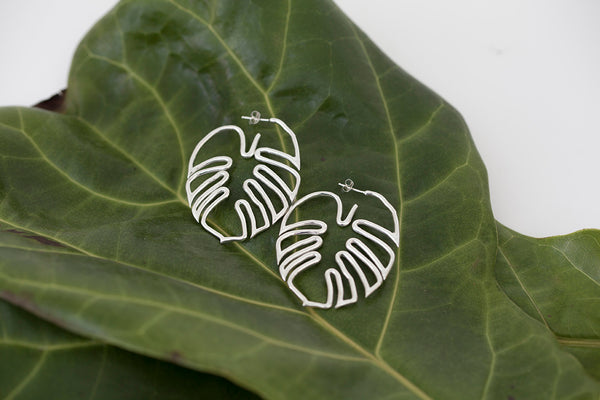 Hawaiian Leaf Hoop Earrings